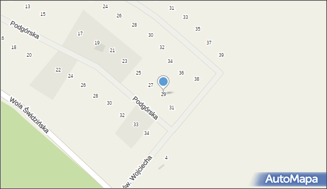 Oleszno, Podgórska, 29, mapa Oleszno