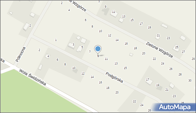 Oleszno, Podgórska, 9, mapa Oleszno