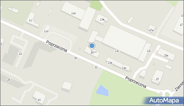 Olsztyn, Poprzeczna, 13, mapa Olsztyna