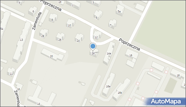 Olsztyn, Poprzeczna, 14, mapa Olsztyna