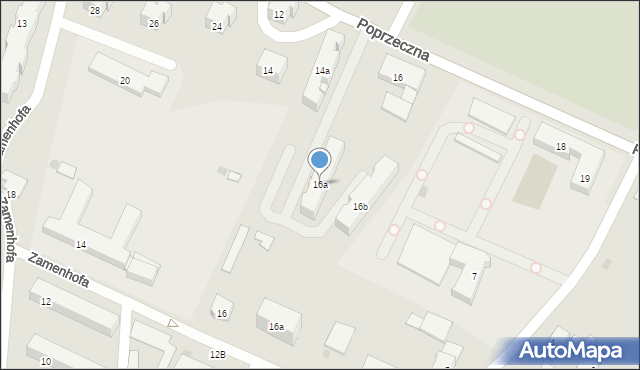 Olsztyn, Poprzeczna, 16a, mapa Olsztyna