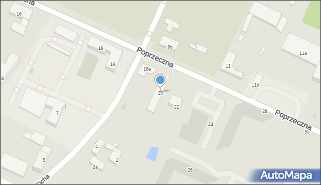 Olsztyn, Poprzeczna, 20, mapa Olsztyna