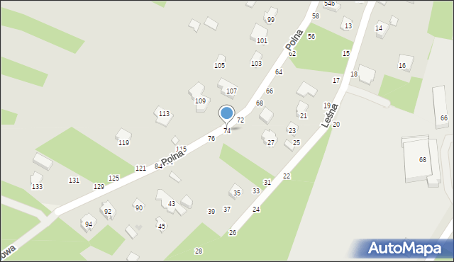 Olsztyn, Polna, 74, mapa Olsztyna