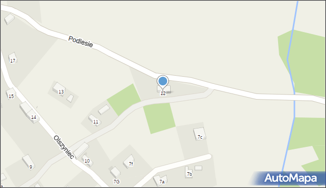 Olszyniec, Podlesie, 12, mapa Olszyniec