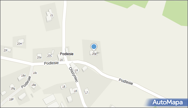 Olszyniec, Podlesie, 20a, mapa Olszyniec