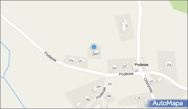 Olszyniec, Podlesie, 20H, mapa Olszyniec