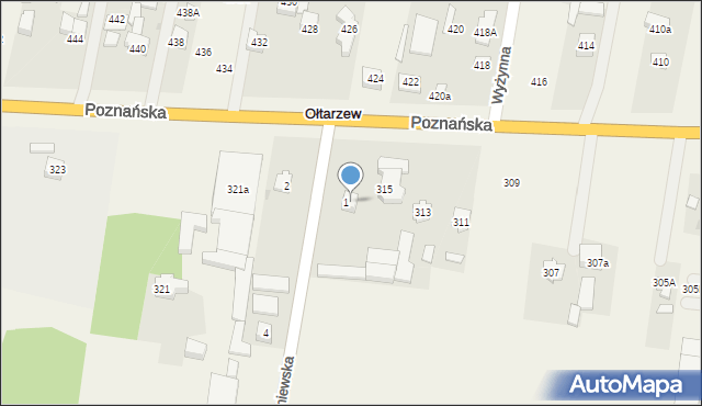 Ołtarzew, Poznańska, 317, mapa Ołtarzew