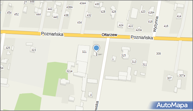 Ołtarzew, Poznańska, 319, mapa Ołtarzew