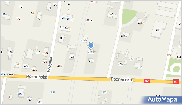 Ołtarzew, Poznańska, 410a, mapa Ołtarzew