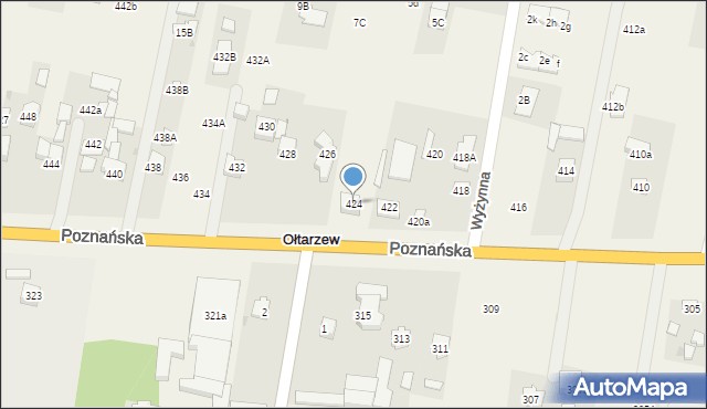 Ołtarzew, Poznańska, 424, mapa Ołtarzew