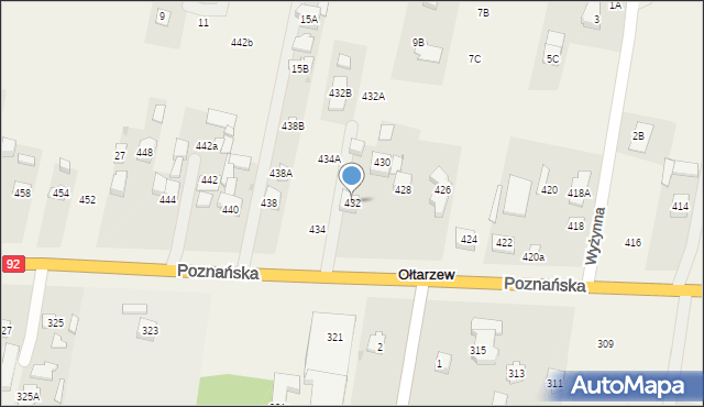 Ołtarzew, Poznańska, 432, mapa Ołtarzew