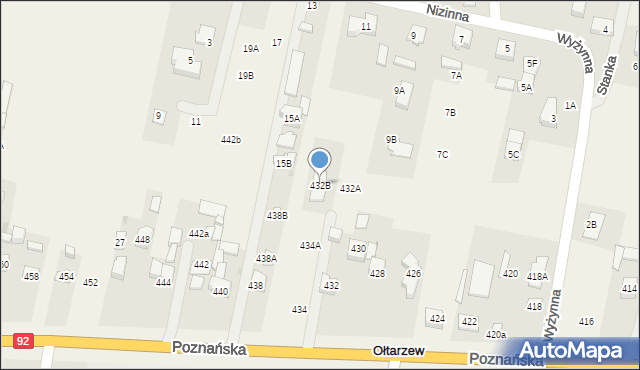 Ołtarzew, Poznańska, 432B, mapa Ołtarzew