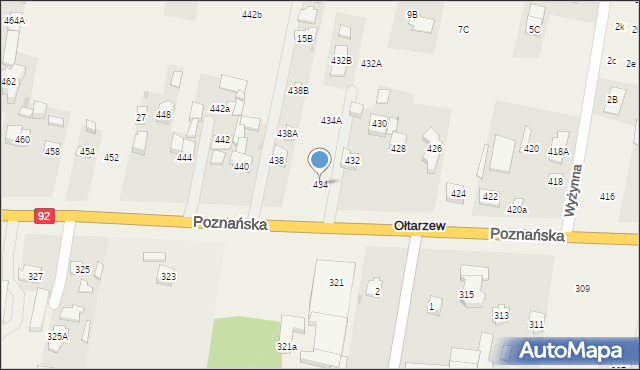 Ołtarzew, Poznańska, 434, mapa Ołtarzew