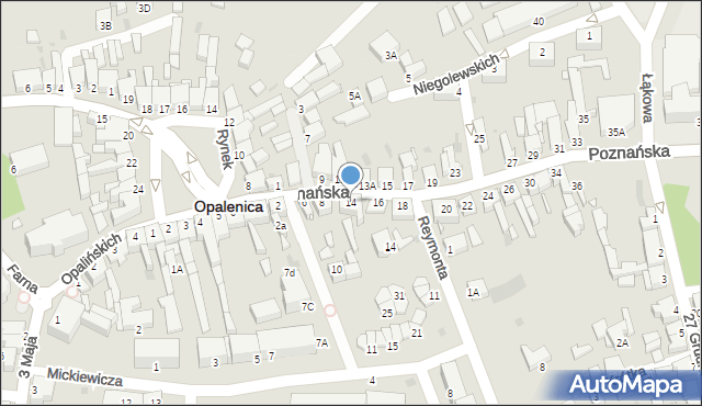 Opalenica, Poznańska, 14, mapa Opalenica