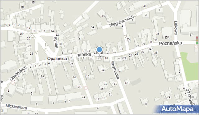 Opalenica, Poznańska, 16, mapa Opalenica