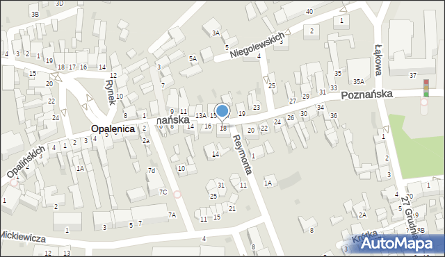 Opalenica, Poznańska, 18, mapa Opalenica