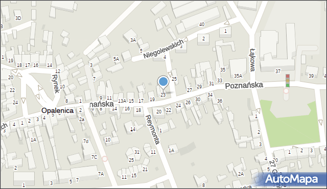 Opalenica, Poznańska, 23, mapa Opalenica