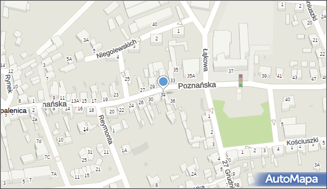 Opalenica, Poznańska, 34, mapa Opalenica