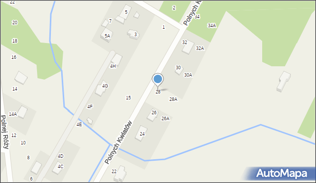 Opypy, Polnych Kwiatów, 28, mapa Opypy