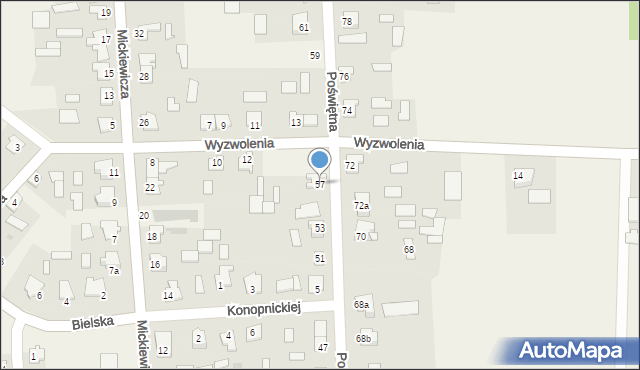 Orla, Poświętna, 57, mapa Orla