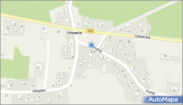 Ortowice, Polna, 4, mapa Ortowice