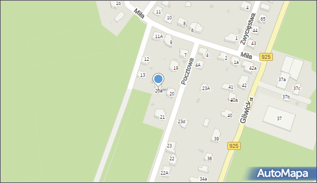 Orzesze, Pocztowa, 20a, mapa Orzesze