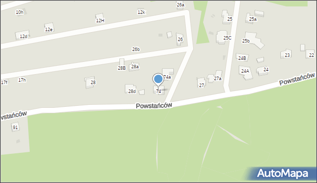 Orzesze, Powstańców, 74, mapa Orzesze