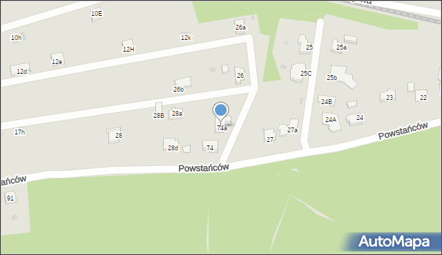 Orzesze, Powstańców, 74a, mapa Orzesze