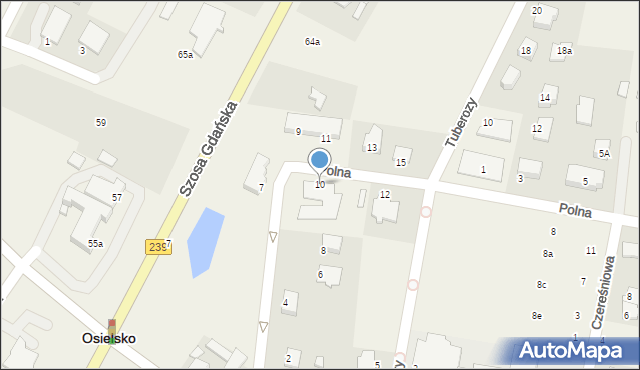 Osielsko, Polna, 10, mapa Osielsko