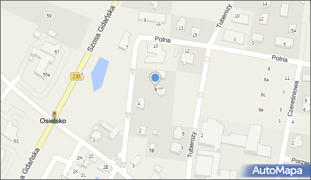 Osielsko, Polna, 6, mapa Osielsko