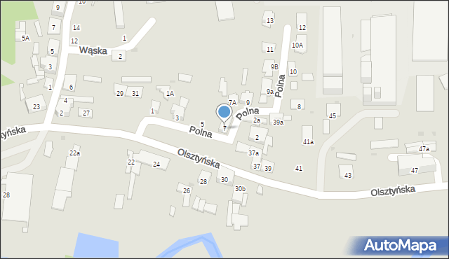 Ostróda, Polna, 7, mapa Ostróda