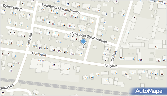 Ostrów Wielkopolski, Powstania Listopadowego, 3, mapa Ostrów Wielkopolski