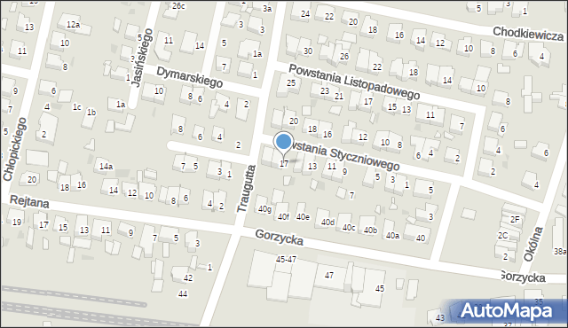 Ostrów Wielkopolski, Powstania Styczniowego, 17, mapa Ostrów Wielkopolski