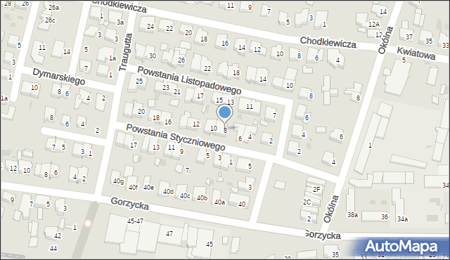 Ostrów Wielkopolski, Powstania Styczniowego, 8, mapa Ostrów Wielkopolski