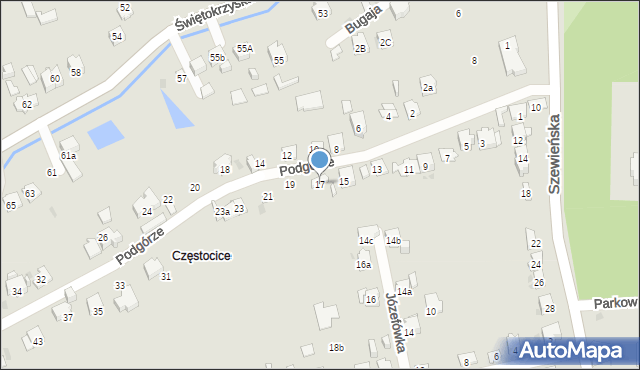 Ostrowiec Świętokrzyski, Podgórze, 17, mapa Ostrowiec Świętokrzyski