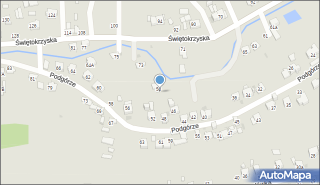 Ostrowiec Świętokrzyski, Podgórze, 50A, mapa Ostrowiec Świętokrzyski