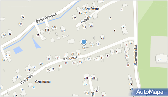 Ostrowiec Świętokrzyski, Podgórze, 6, mapa Ostrowiec Świętokrzyski