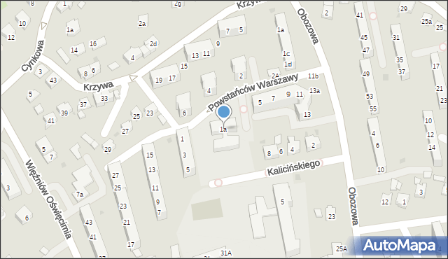 Oświęcim, Powstańców Warszawy, 1a, mapa Oświęcimia