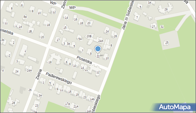 Otwock, Poselska, 11, mapa Otwock