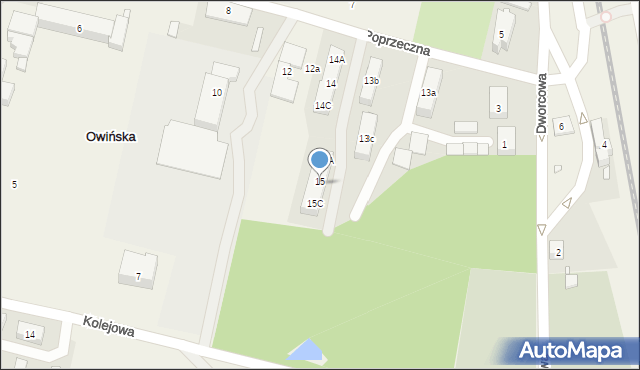 Owińska, Poprzeczna, 15B, mapa Owińska