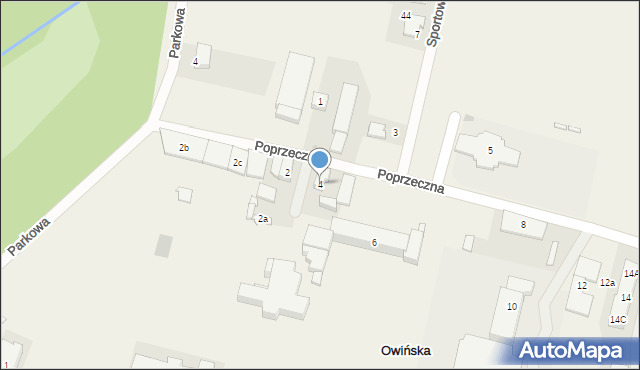 Owińska, Poprzeczna, 4, mapa Owińska