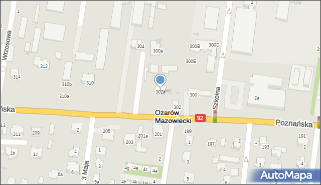 Ożarów Mazowiecki, Poznańska, 302a, mapa Ożarów Mazowiecki
