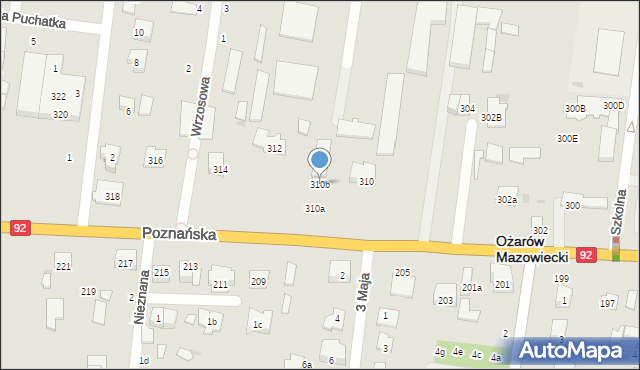 Ożarów Mazowiecki, Poznańska, 310b, mapa Ożarów Mazowiecki