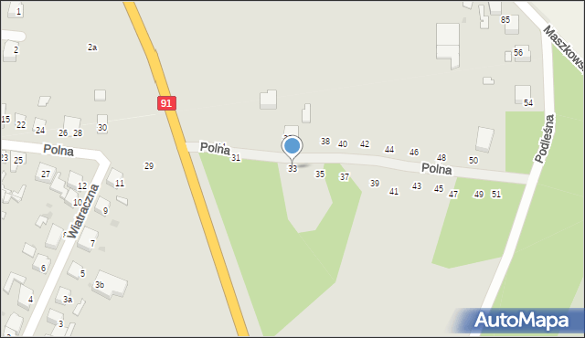 Ozorków, Polna, 33, mapa Ozorków