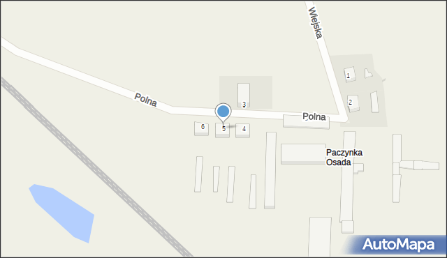 Paczyna, Polna, 5, mapa Paczyna