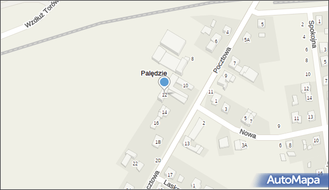 Palędzie, Pocztowa, 12, mapa Palędzie