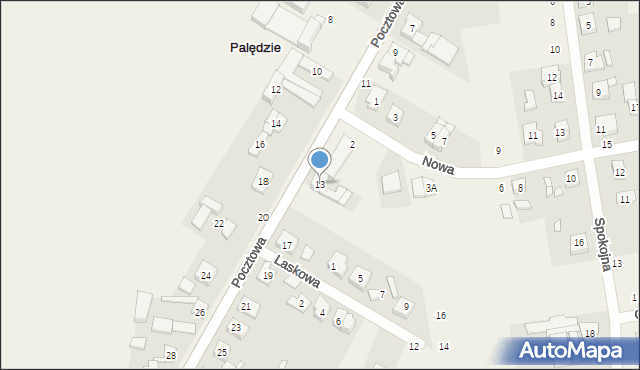 Palędzie, Pocztowa, 13, mapa Palędzie