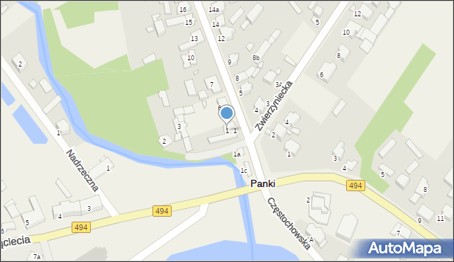 Panki, Powstańców Śląskich, 1, mapa Panki