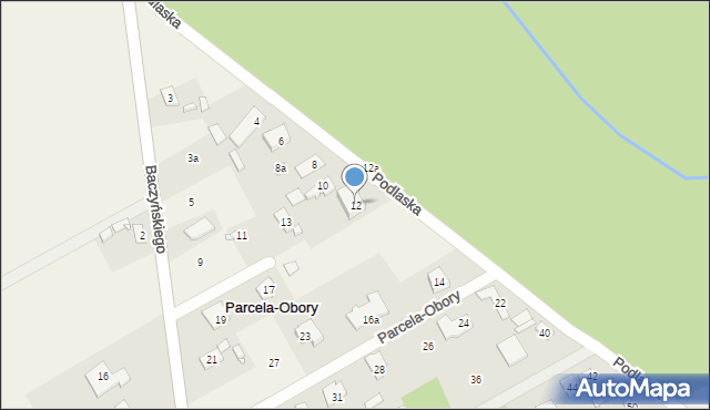 Parcela-Obory, Podlaska, 12, mapa Parcela-Obory