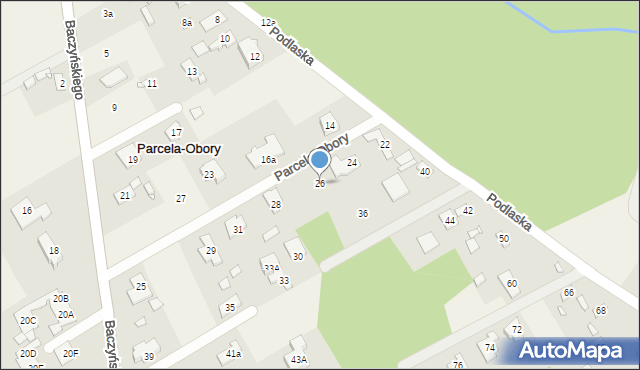 Parcela-Obory, Podlaska, 26, mapa Parcela-Obory
